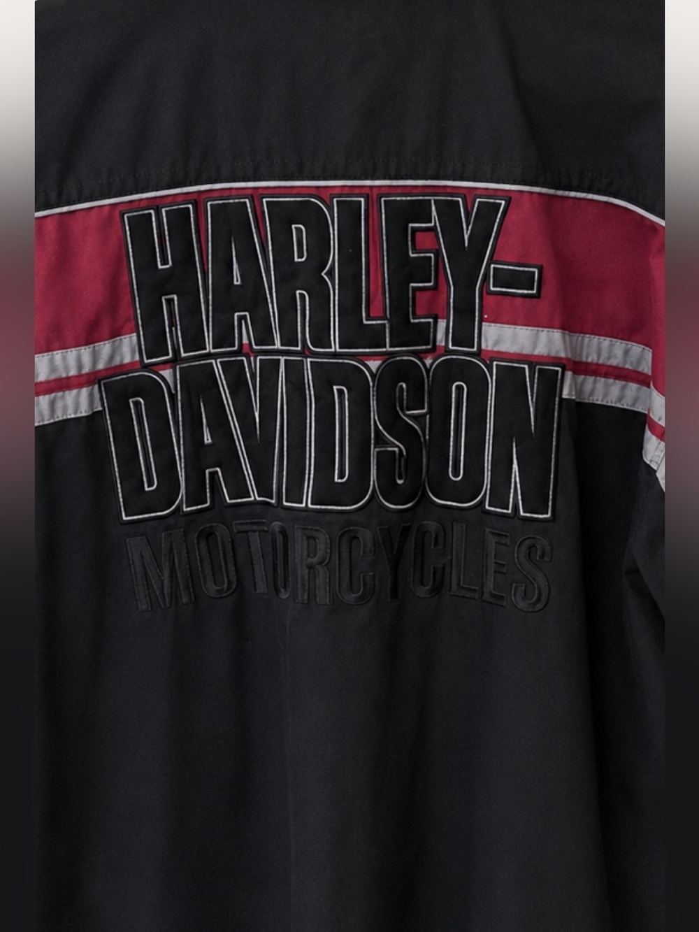 Harley-Davidson Black/Burgundy/Gray Short Sleeve Button-up. - Picture 5 of 6